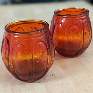 (2) Little vintage glass vessels, hombre finish, 70s, 60s